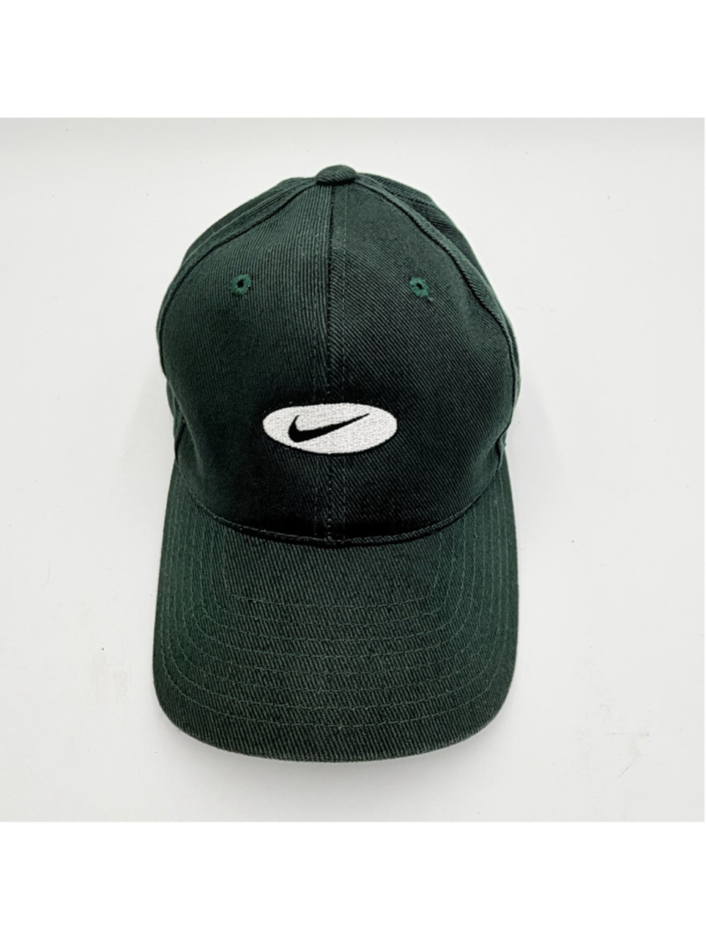 Vintage 90s Y2K Nike TEAM Swoosh Strapback Hat Dark Green